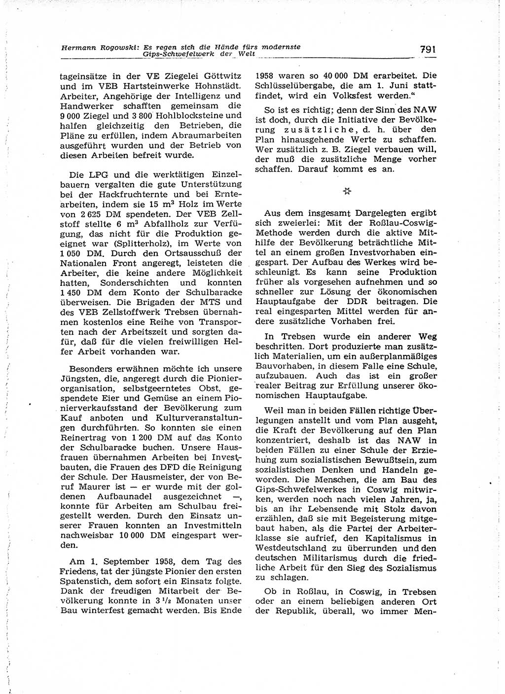 Neuer Weg (NW), Organ des Zentralkomitees (ZK) der SED (Sozialistische Einheitspartei Deutschlands) für Fragen des Parteiaufbaus und des Parteilebens, 14. Jahrgang [Deutsche Demokratische Republik (DDR)] 1959, Seite 791 (NW ZK SED DDR 1959, S. 791)
