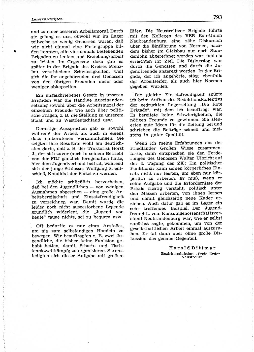 Neuer Weg (NW), Organ des Zentralkomitees (ZK) der SED (Sozialistische Einheitspartei Deutschlands) für Fragen des Parteiaufbaus und des Parteilebens, 14. Jahrgang [Deutsche Demokratische Republik (DDR)] 1959, Seite 793 (NW ZK SED DDR 1959, S. 793)
