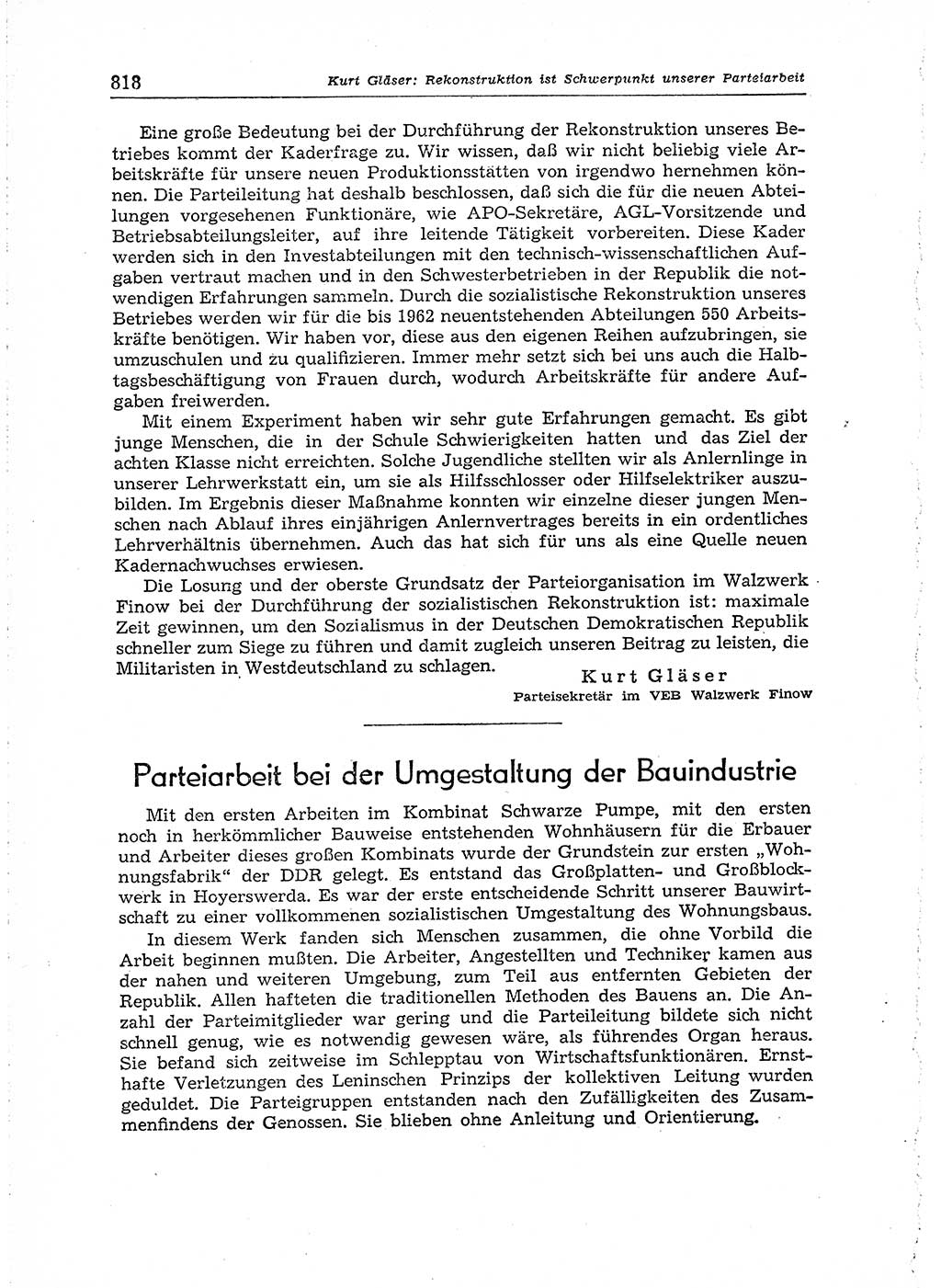 Neuer Weg (NW), Organ des Zentralkomitees (ZK) der SED (Sozialistische Einheitspartei Deutschlands) für Fragen des Parteiaufbaus und des Parteilebens, 14. Jahrgang [Deutsche Demokratische Republik (DDR)] 1959, Seite 818 (NW ZK SED DDR 1959, S. 818)