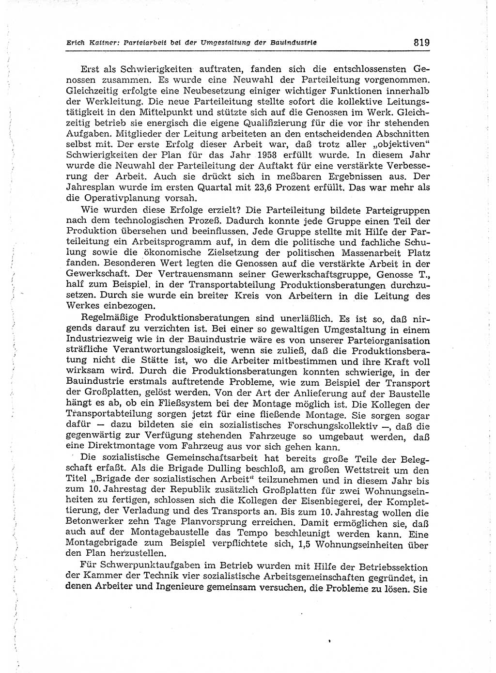 Neuer Weg (NW), Organ des Zentralkomitees (ZK) der SED (Sozialistische Einheitspartei Deutschlands) für Fragen des Parteiaufbaus und des Parteilebens, 14. Jahrgang [Deutsche Demokratische Republik (DDR)] 1959, Seite 819 (NW ZK SED DDR 1959, S. 819)
