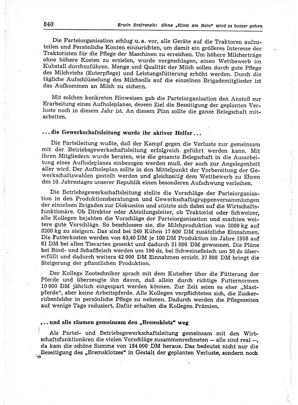 Neuer Weg (NW), Organ des Zentralkomitees (ZK) der SED (Sozialistische Einheitspartei Deutschlands) für Fragen des Parteiaufbaus und des Parteilebens, 14. Jahrgang [Deutsche Demokratische Republik (DDR)] 1959, Seite 840 (NW ZK SED DDR 1959, S. 840)