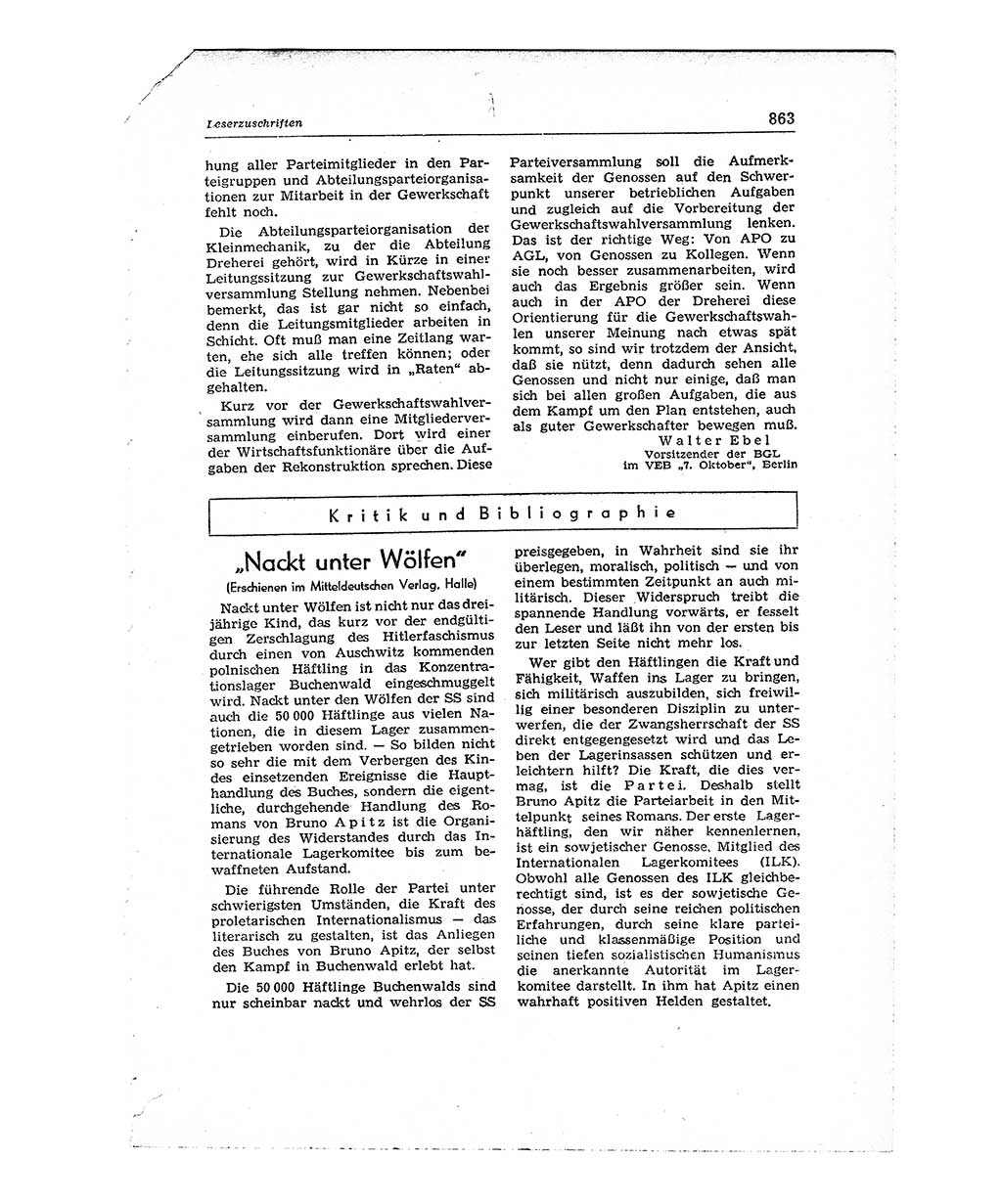 Neuer Weg (NW), Organ des Zentralkomitees (ZK) der SED (Sozialistische Einheitspartei Deutschlands) für Fragen des Parteiaufbaus und des Parteilebens, 14. Jahrgang [Deutsche Demokratische Republik (DDR)] 1959, Seite 863 (NW ZK SED DDR 1959, S. 863)