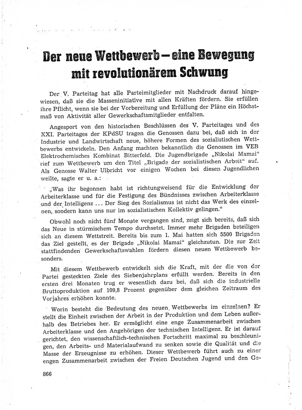 Neuer Weg (NW), Organ des Zentralkomitees (ZK) der SED (Sozialistische Einheitspartei Deutschlands) für Fragen des Parteiaufbaus und des Parteilebens, 14. Jahrgang [Deutsche Demokratische Republik (DDR)] 1959, Seite 866 (NW ZK SED DDR 1959, S. 866)