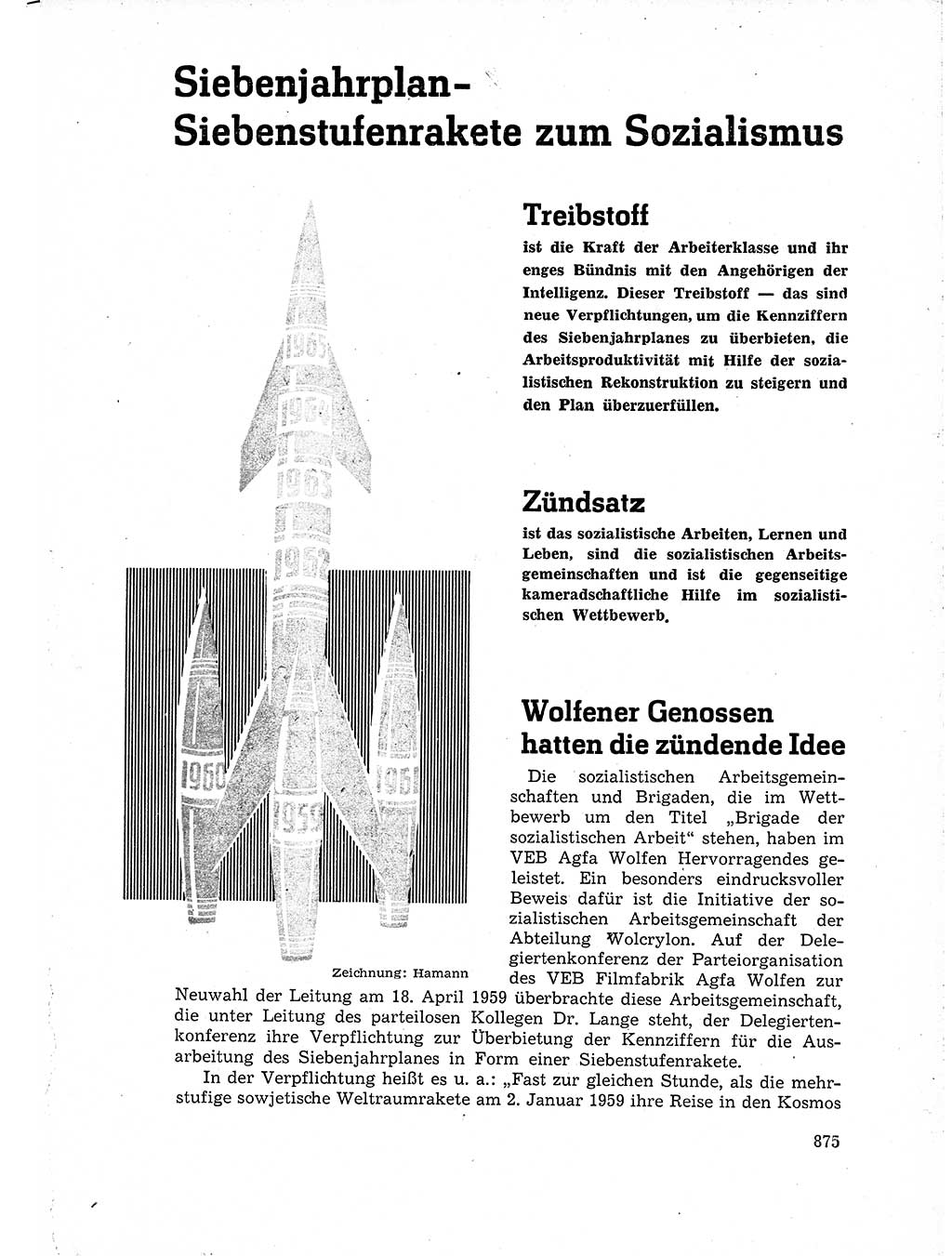 Neuer Weg (NW), Organ des Zentralkomitees (ZK) der SED (Sozialistische Einheitspartei Deutschlands) für Fragen des Parteiaufbaus und des Parteilebens, 14. Jahrgang [Deutsche Demokratische Republik (DDR)] 1959, Seite 875 (NW ZK SED DDR 1959, S. 875)