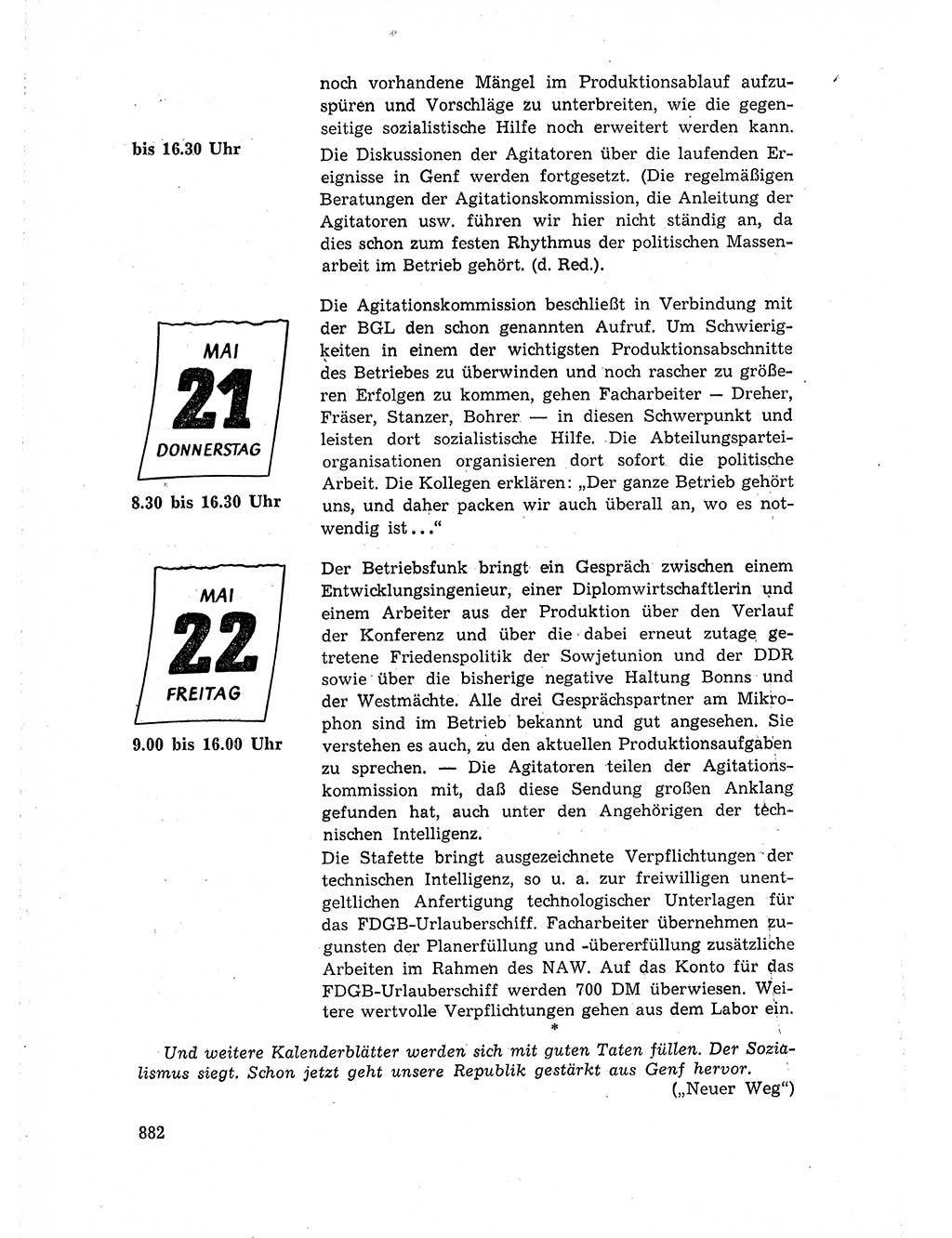 Neuer Weg (NW), Organ des Zentralkomitees (ZK) der SED (Sozialistische Einheitspartei Deutschlands) für Fragen des Parteiaufbaus und des Parteilebens, 14. Jahrgang [Deutsche Demokratische Republik (DDR)] 1959, Seite 882 (NW ZK SED DDR 1959, S. 882)
