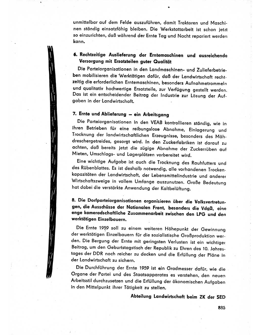 Neuer Weg (NW), Organ des Zentralkomitees (ZK) der SED (Sozialistische Einheitspartei Deutschlands) für Fragen des Parteiaufbaus und des Parteilebens, 14. Jahrgang [Deutsche Demokratische Republik (DDR)] 1959, Seite 885 (NW ZK SED DDR 1959, S. 885)