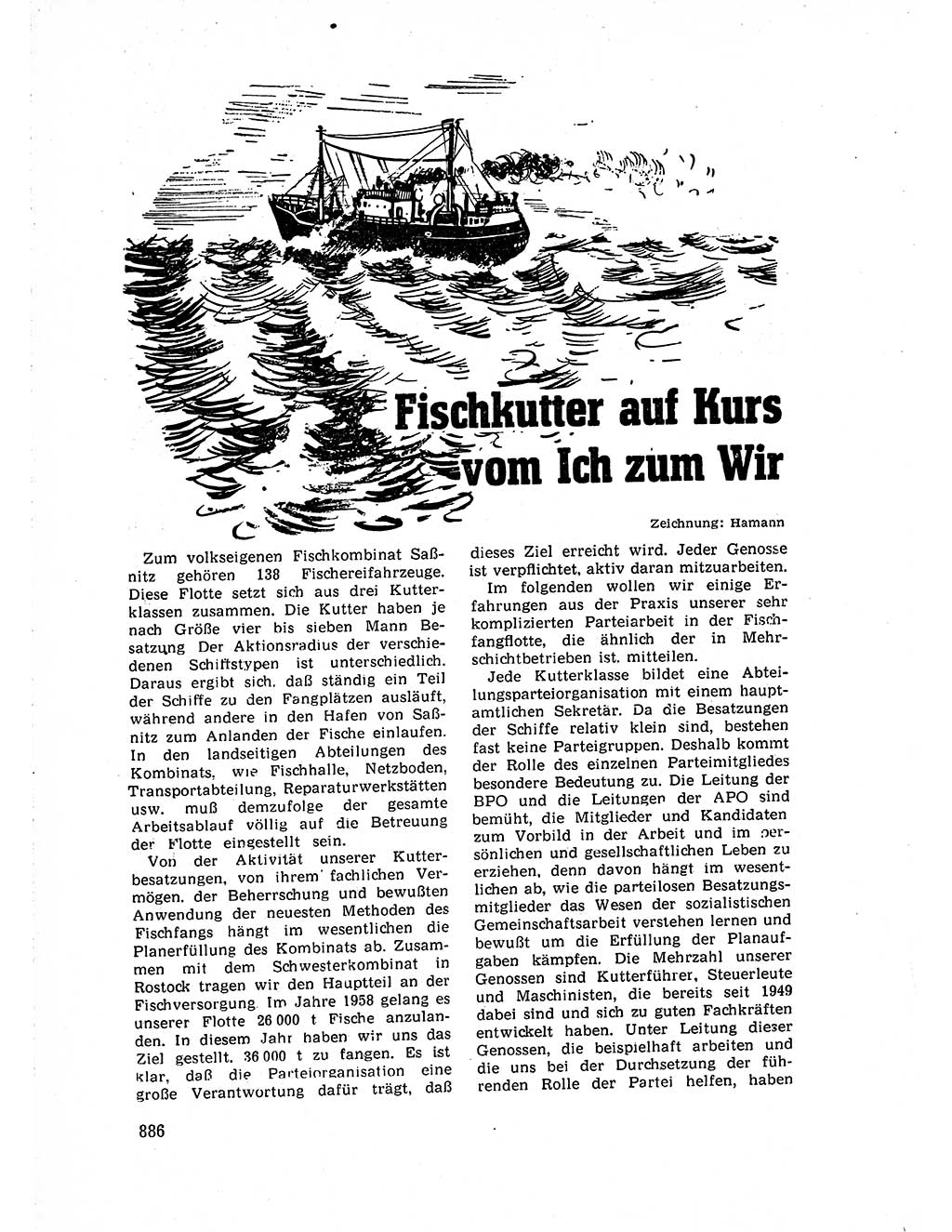 Neuer Weg (NW), Organ des Zentralkomitees (ZK) der SED (Sozialistische Einheitspartei Deutschlands) für Fragen des Parteiaufbaus und des Parteilebens, 14. Jahrgang [Deutsche Demokratische Republik (DDR)] 1959, Seite 886 (NW ZK SED DDR 1959, S. 886)