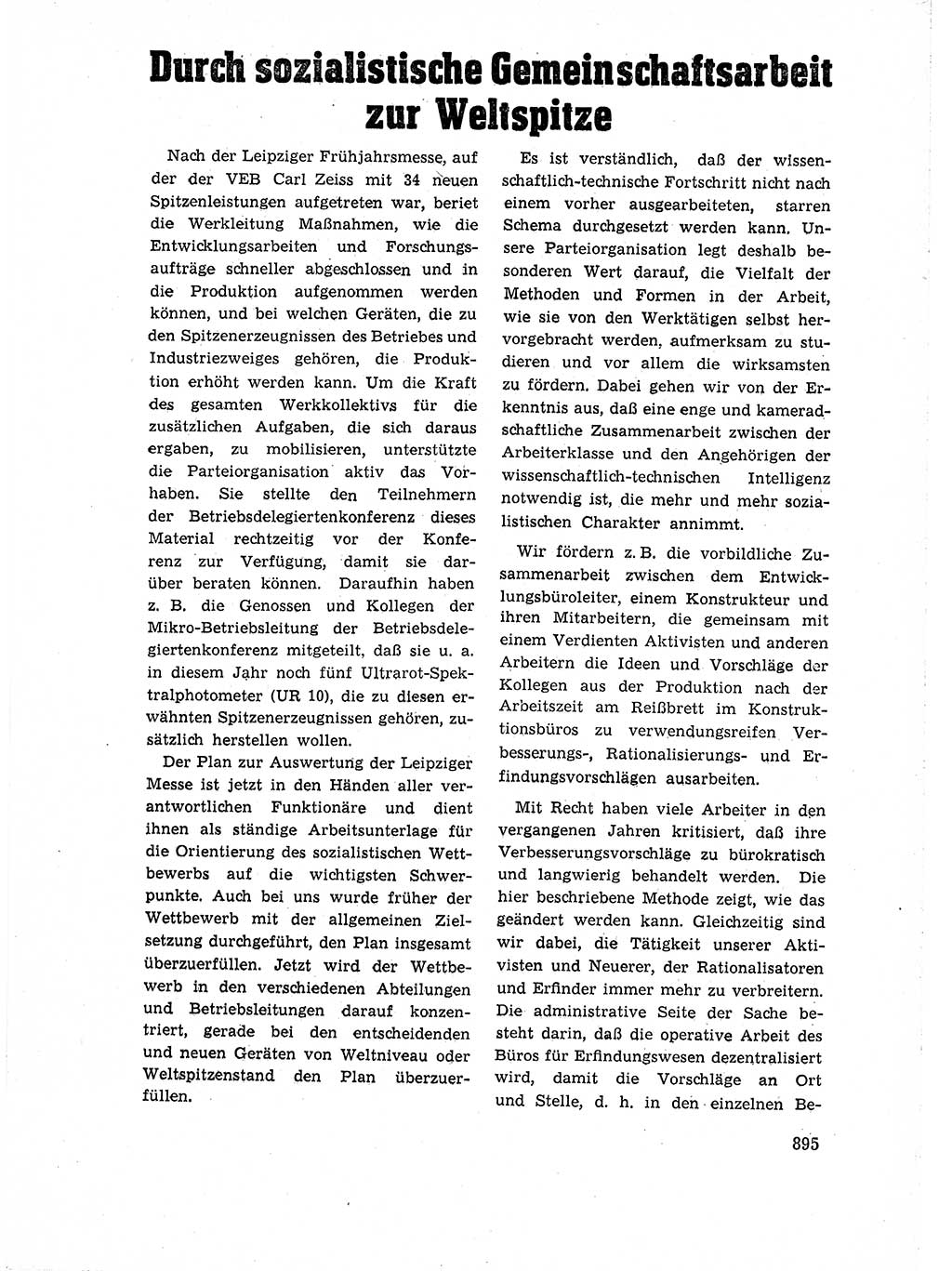 Neuer Weg (NW), Organ des Zentralkomitees (ZK) der SED (Sozialistische Einheitspartei Deutschlands) für Fragen des Parteiaufbaus und des Parteilebens, 14. Jahrgang [Deutsche Demokratische Republik (DDR)] 1959, Seite 895 (NW ZK SED DDR 1959, S. 895)