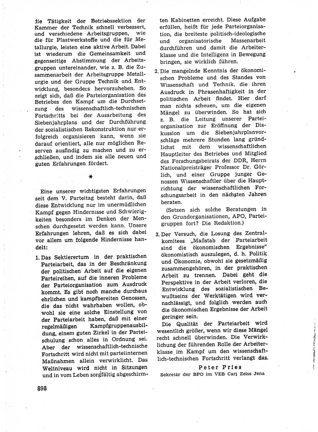 Neuer Weg (NW), Organ des Zentralkomitees (ZK) der SED (Sozialistische Einheitspartei Deutschlands) für Fragen des Parteiaufbaus und des Parteilebens, 14. Jahrgang [Deutsche Demokratische Republik (DDR)] 1959, Seite 898 (NW ZK SED DDR 1959, S. 898)