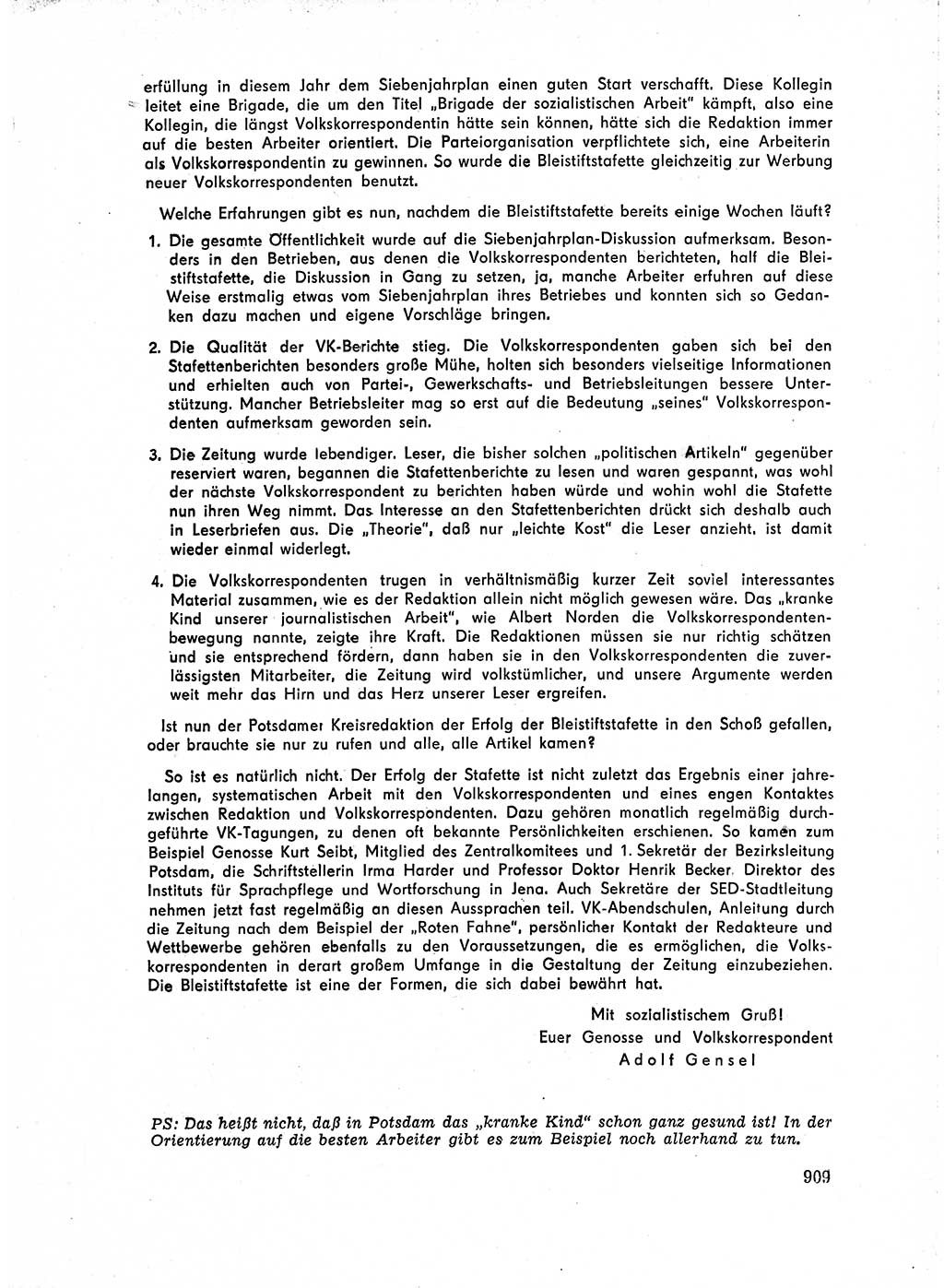 Neuer Weg (NW), Organ des Zentralkomitees (ZK) der SED (Sozialistische Einheitspartei Deutschlands) für Fragen des Parteiaufbaus und des Parteilebens, 14. Jahrgang [Deutsche Demokratische Republik (DDR)] 1959, Seite 909 (NW ZK SED DDR 1959, S. 909)