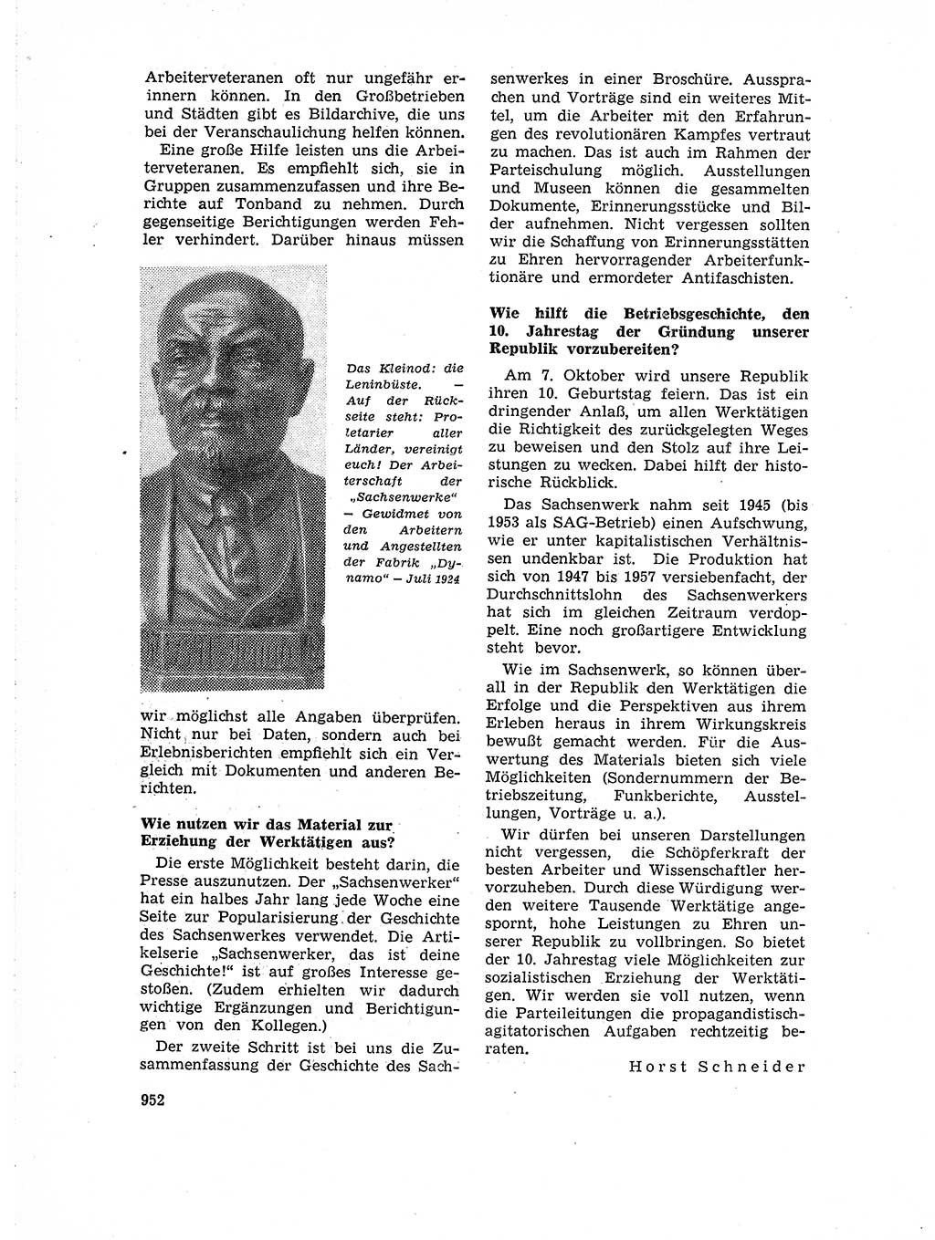 Neuer Weg (NW), Organ des Zentralkomitees (ZK) der SED (Sozialistische Einheitspartei Deutschlands) für Fragen des Parteiaufbaus und des Parteilebens, 14. Jahrgang [Deutsche Demokratische Republik (DDR)] 1959, Seite 952 (NW ZK SED DDR 1959, S. 952)