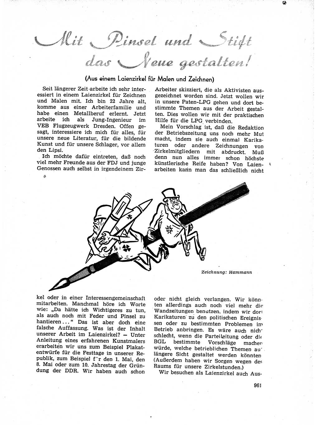 Neuer Weg (NW), Organ des Zentralkomitees (ZK) der SED (Sozialistische Einheitspartei Deutschlands) für Fragen des Parteiaufbaus und des Parteilebens, 14. Jahrgang [Deutsche Demokratische Republik (DDR)] 1959, Seite 961 (NW ZK SED DDR 1959, S. 961)
