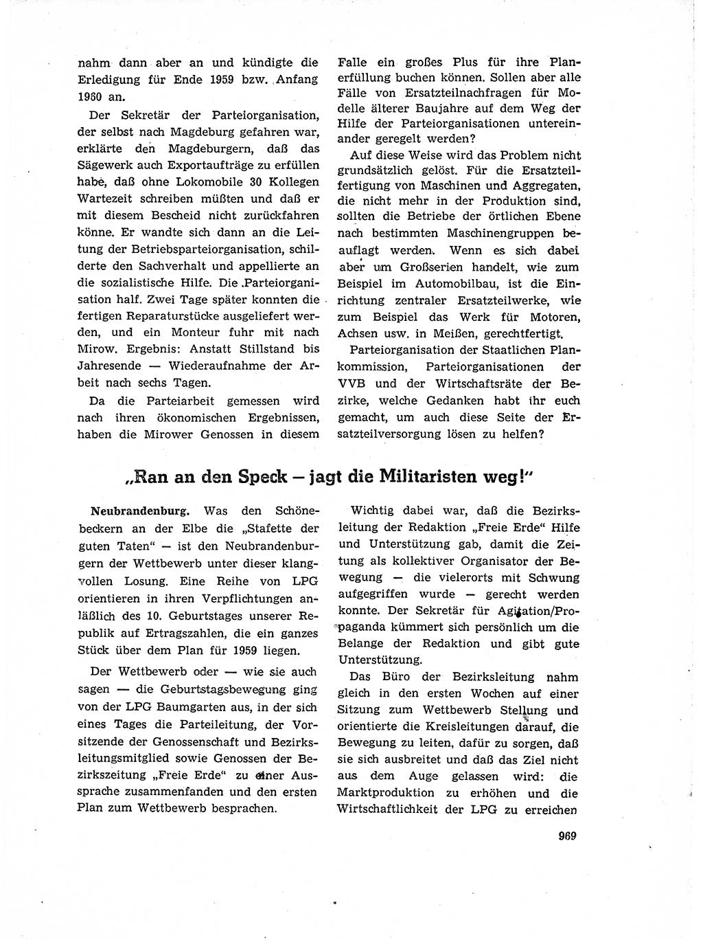 Neuer Weg (NW), Organ des Zentralkomitees (ZK) der SED (Sozialistische Einheitspartei Deutschlands) für Fragen des Parteiaufbaus und des Parteilebens, 14. Jahrgang [Deutsche Demokratische Republik (DDR)] 1959, Seite 969 (NW ZK SED DDR 1959, S. 969)