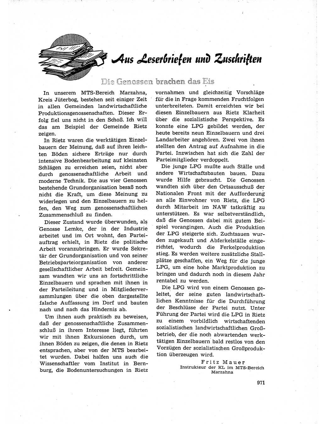 Neuer Weg (NW), Organ des Zentralkomitees (ZK) der SED (Sozialistische Einheitspartei Deutschlands) für Fragen des Parteiaufbaus und des Parteilebens, 14. Jahrgang [Deutsche Demokratische Republik (DDR)] 1959, Seite 971 (NW ZK SED DDR 1959, S. 971)