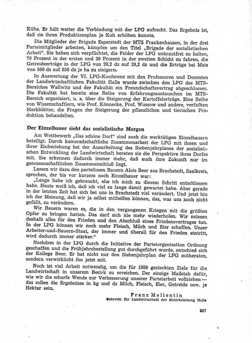 Neuer Weg (NW), Organ des Zentralkomitees (ZK) der SED (Sozialistische Einheitspartei Deutschlands) für Fragen des Parteiaufbaus und des Parteilebens, 14. Jahrgang [Deutsche Demokratische Republik (DDR)] 1959, Seite 987 (NW ZK SED DDR 1959, S. 987)