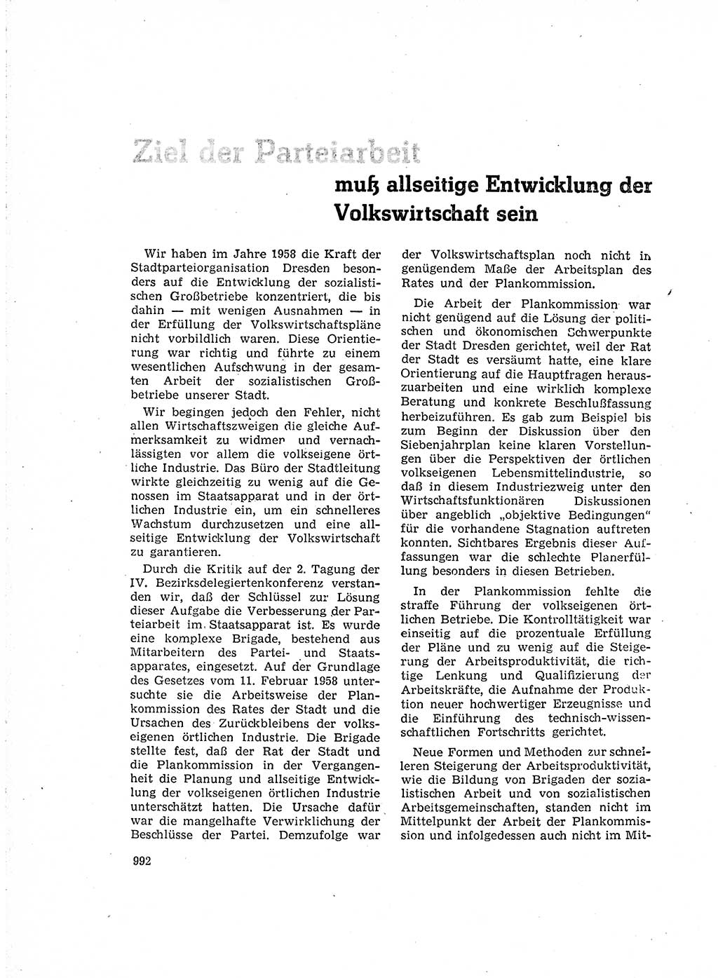Neuer Weg (NW), Organ des Zentralkomitees (ZK) der SED (Sozialistische Einheitspartei Deutschlands) für Fragen des Parteiaufbaus und des Parteilebens, 14. Jahrgang [Deutsche Demokratische Republik (DDR)] 1959, Seite 992 (NW ZK SED DDR 1959, S. 992)