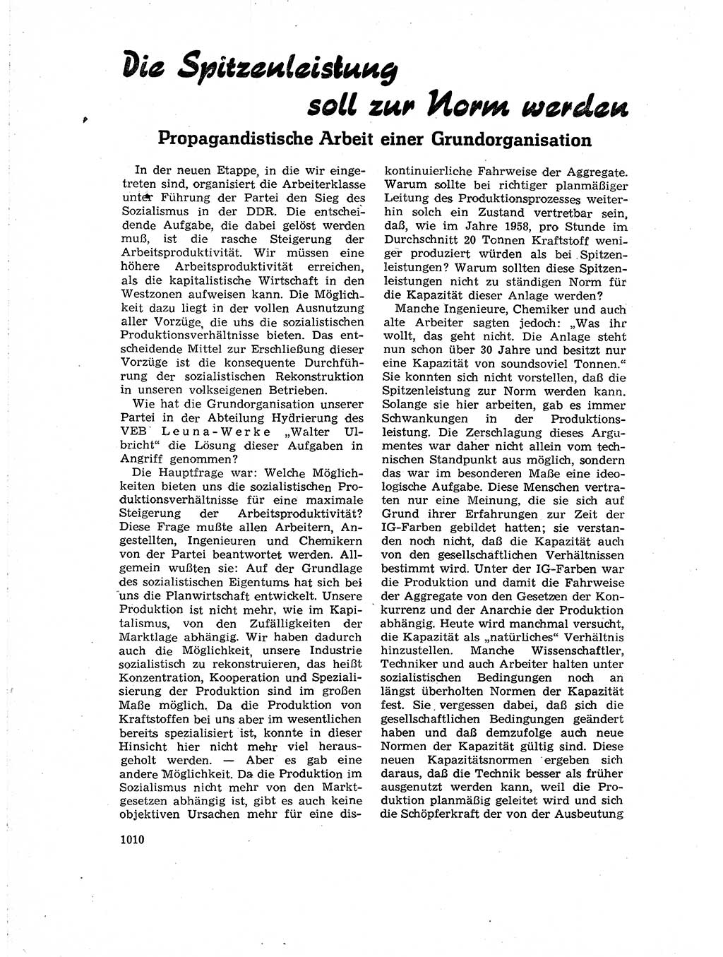 Neuer Weg (NW), Organ des Zentralkomitees (ZK) der SED (Sozialistische Einheitspartei Deutschlands) für Fragen des Parteiaufbaus und des Parteilebens, 14. Jahrgang [Deutsche Demokratische Republik (DDR)] 1959, Seite 1010 (NW ZK SED DDR 1959, S. 1010)