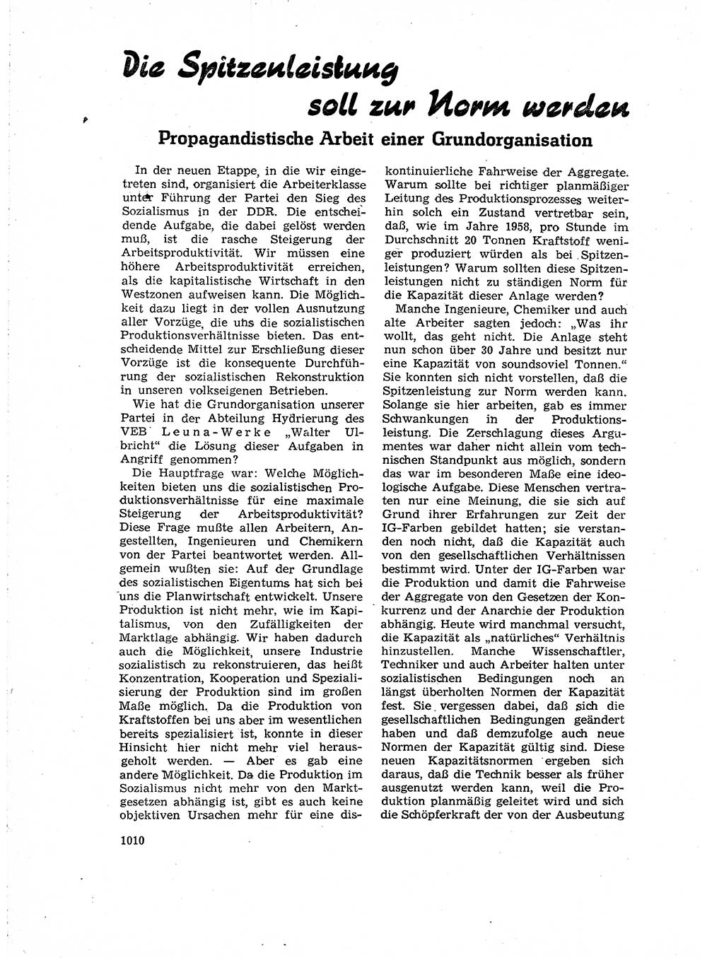 Neuer Weg (NW), Organ des Zentralkomitees (ZK) der SED (Sozialistische Einheitspartei Deutschlands) für Fragen des Parteiaufbaus und des Parteilebens, 14. Jahrgang [Deutsche Demokratische Republik (DDR)] 1959, Seite 1010 (NW ZK SED DDR 1959, S. 1010)