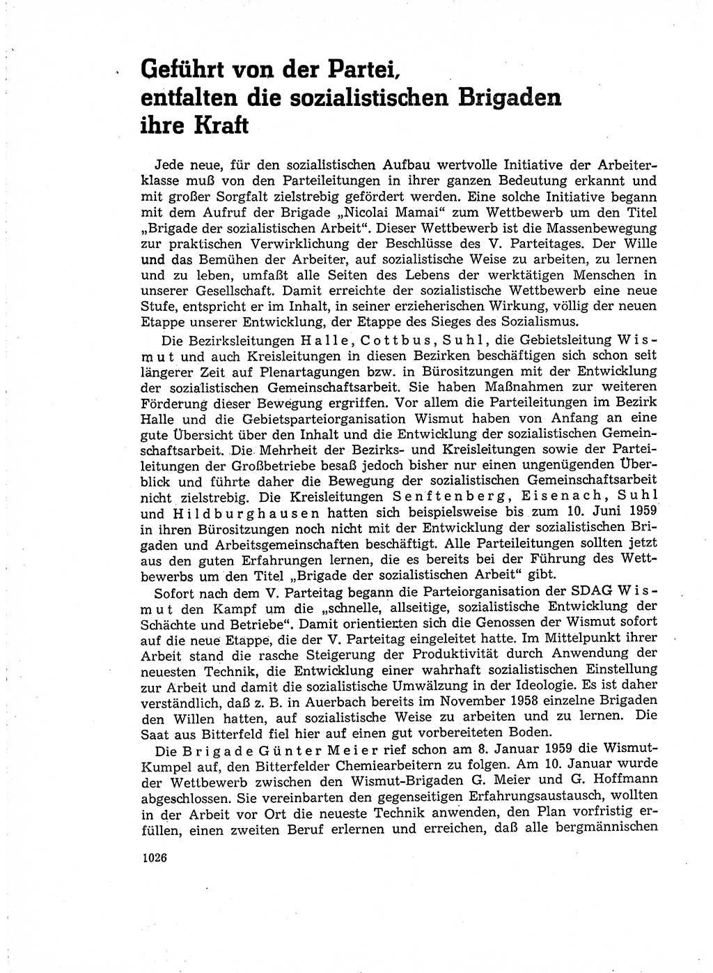 Neuer Weg (NW), Organ des Zentralkomitees (ZK) der SED (Sozialistische Einheitspartei Deutschlands) für Fragen des Parteiaufbaus und des Parteilebens, 14. Jahrgang [Deutsche Demokratische Republik (DDR)] 1959, Seite 1026 (NW ZK SED DDR 1959, S. 1026)