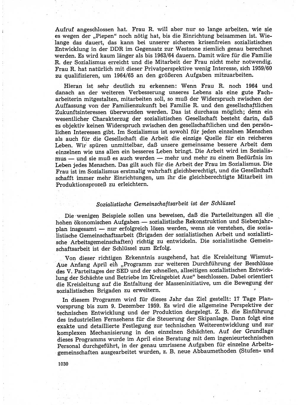 Neuer Weg (NW), Organ des Zentralkomitees (ZK) der SED (Sozialistische Einheitspartei Deutschlands) für Fragen des Parteiaufbaus und des Parteilebens, 14. Jahrgang [Deutsche Demokratische Republik (DDR)] 1959, Seite 1030 (NW ZK SED DDR 1959, S. 1030)