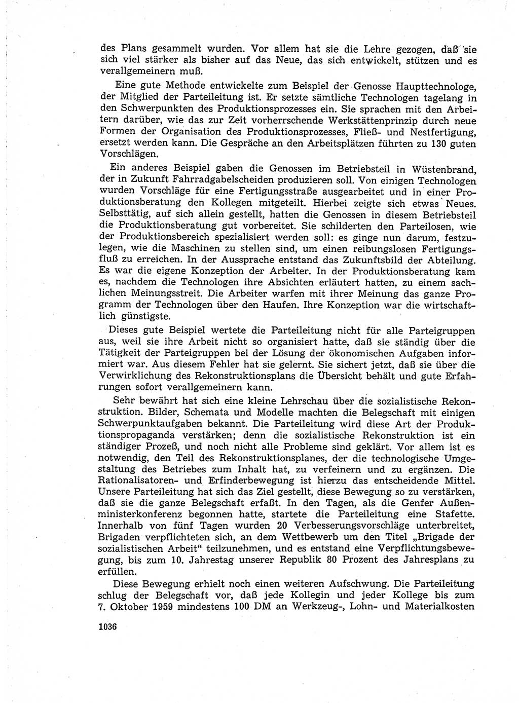 Neuer Weg (NW), Organ des Zentralkomitees (ZK) der SED (Sozialistische Einheitspartei Deutschlands) für Fragen des Parteiaufbaus und des Parteilebens, 14. Jahrgang [Deutsche Demokratische Republik (DDR)] 1959, Seite 1036 (NW ZK SED DDR 1959, S. 1036)