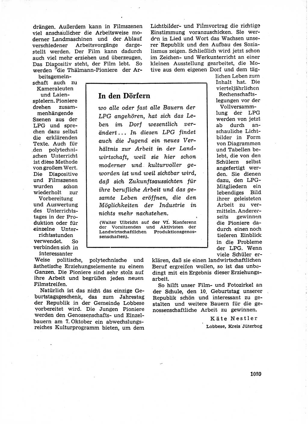 Neuer Weg (NW), Organ des Zentralkomitees (ZK) der SED (Sozialistische Einheitspartei Deutschlands) für Fragen des Parteiaufbaus und des Parteilebens, 14. Jahrgang [Deutsche Demokratische Republik (DDR)] 1959, Seite 1059 (NW ZK SED DDR 1959, S. 1059)