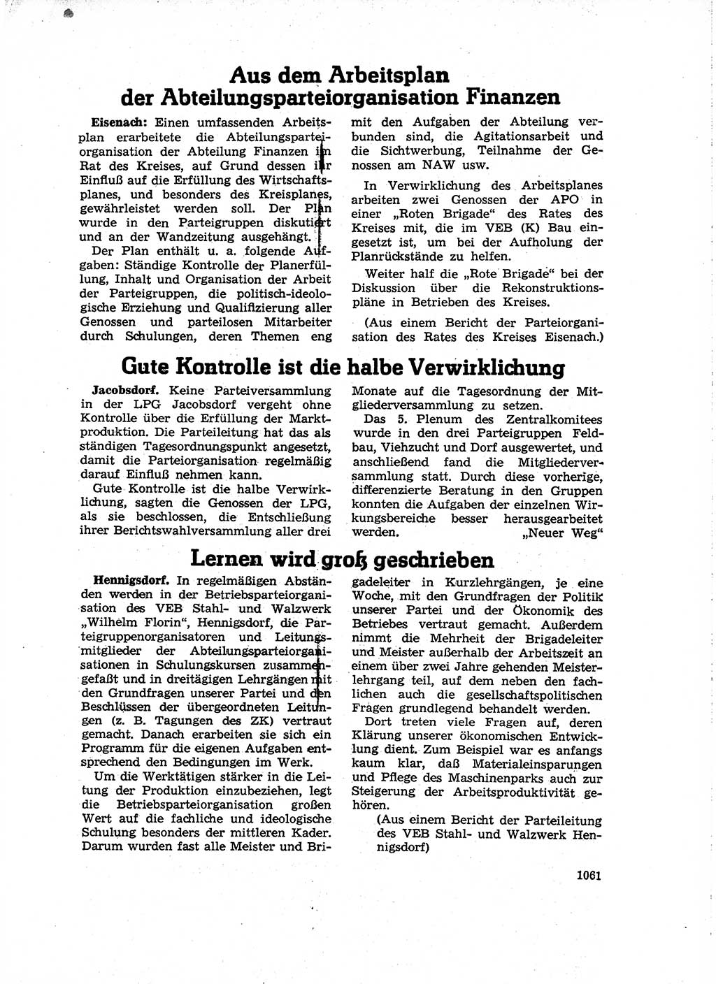 Neuer Weg (NW), Organ des Zentralkomitees (ZK) der SED (Sozialistische Einheitspartei Deutschlands) für Fragen des Parteiaufbaus und des Parteilebens, 14. Jahrgang [Deutsche Demokratische Republik (DDR)] 1959, Seite 1061 (NW ZK SED DDR 1959, S. 1061)