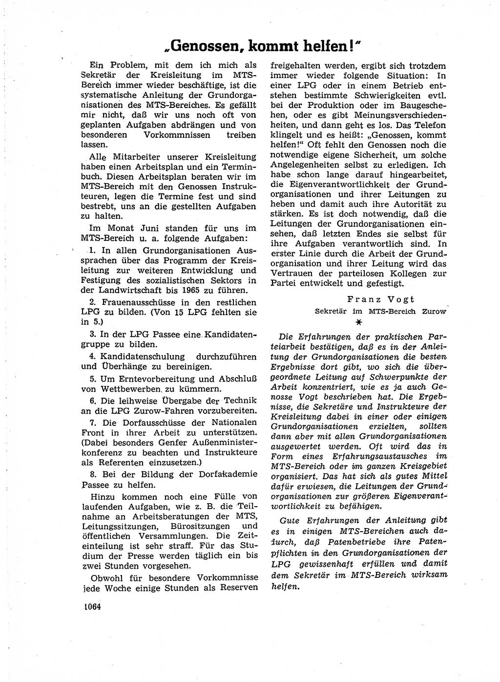 Neuer Weg (NW), Organ des Zentralkomitees (ZK) der SED (Sozialistische Einheitspartei Deutschlands) für Fragen des Parteiaufbaus und des Parteilebens, 14. Jahrgang [Deutsche Demokratische Republik (DDR)] 1959, Seite 1064 (NW ZK SED DDR 1959, S. 1064)