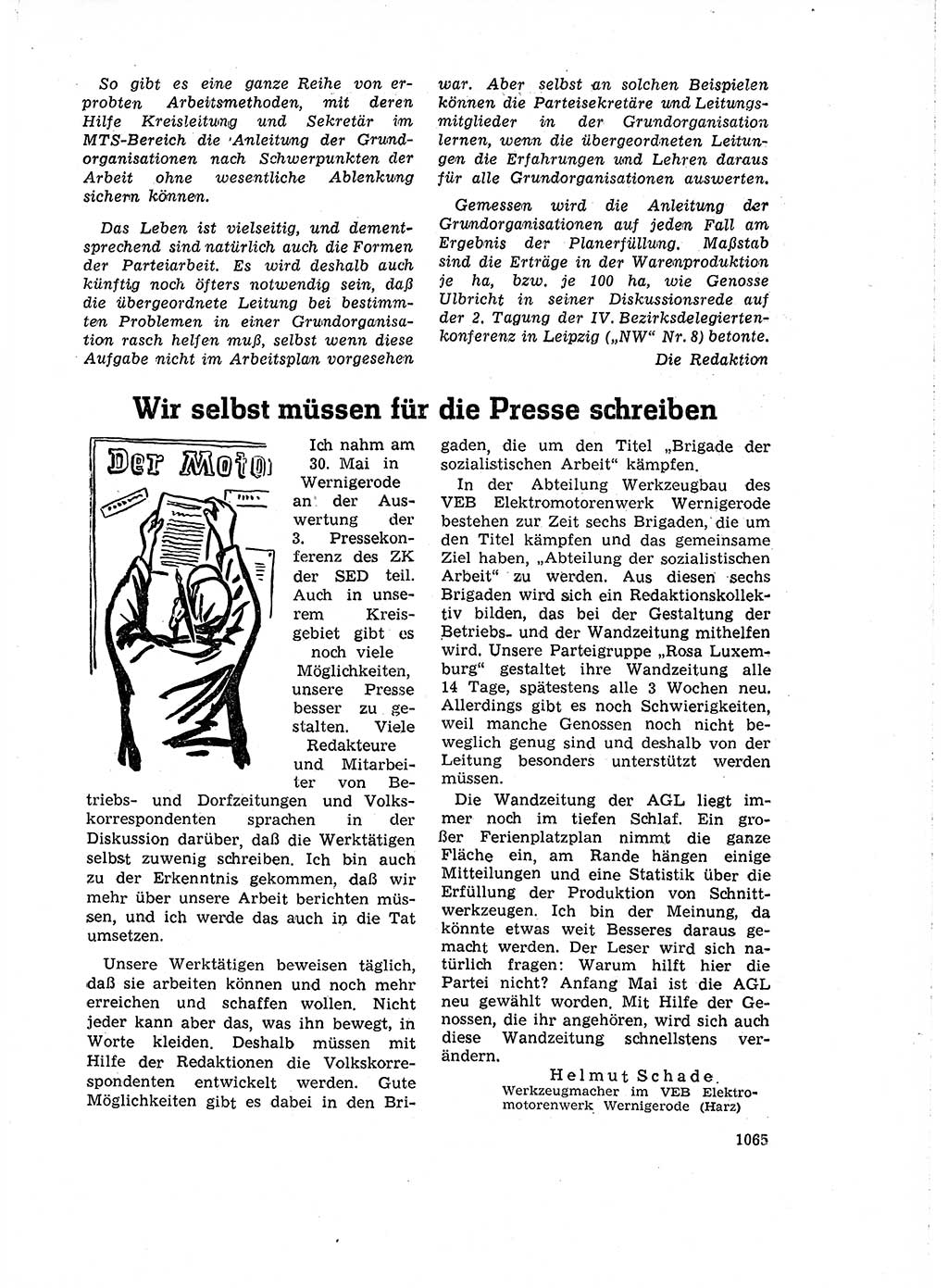 Neuer Weg (NW), Organ des Zentralkomitees (ZK) der SED (Sozialistische Einheitspartei Deutschlands) für Fragen des Parteiaufbaus und des Parteilebens, 14. Jahrgang [Deutsche Demokratische Republik (DDR)] 1959, Seite 1065 (NW ZK SED DDR 1959, S. 1065)