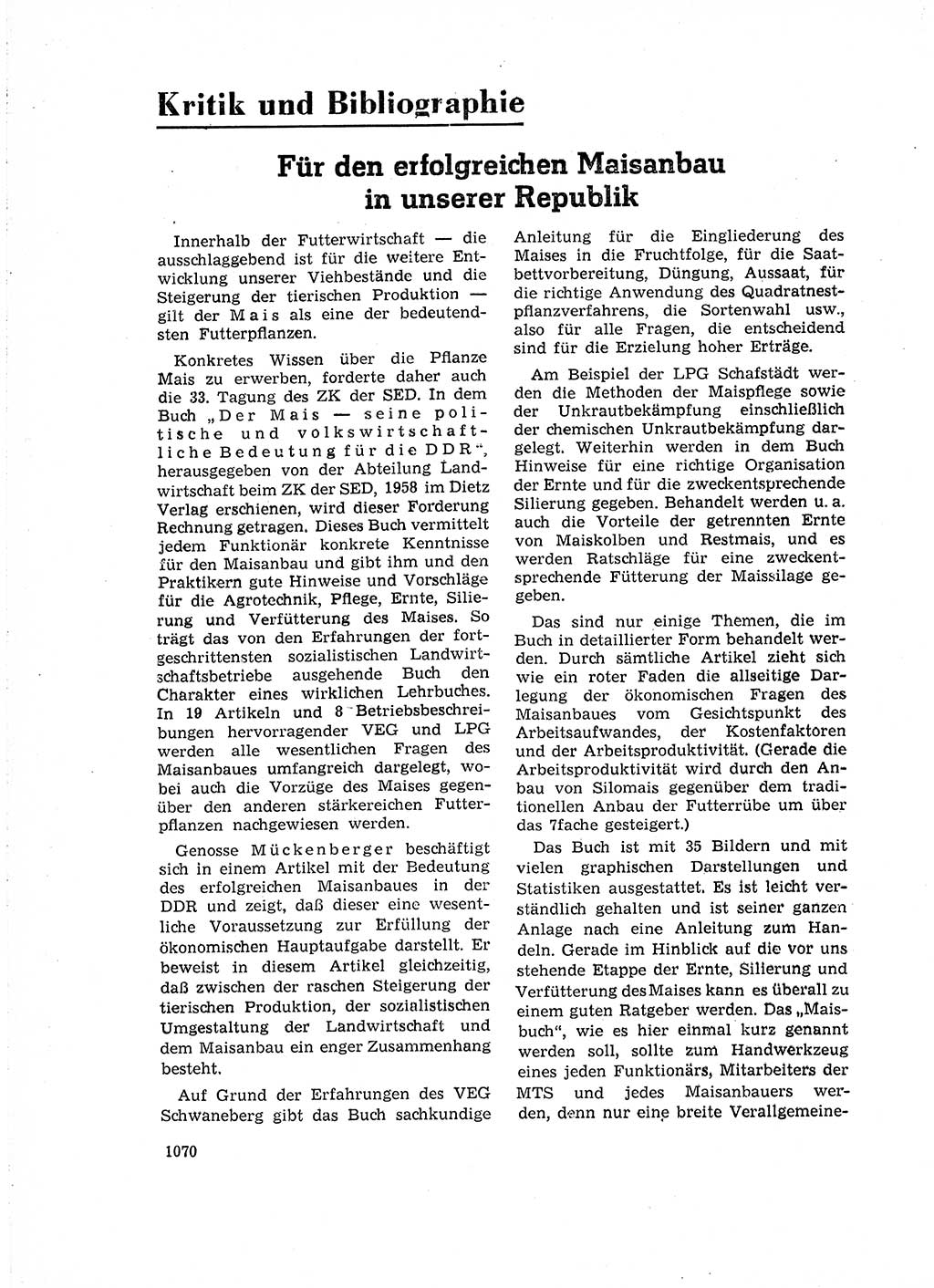 Neuer Weg (NW), Organ des Zentralkomitees (ZK) der SED (Sozialistische Einheitspartei Deutschlands) für Fragen des Parteiaufbaus und des Parteilebens, 14. Jahrgang [Deutsche Demokratische Republik (DDR)] 1959, Seite 1070 (NW ZK SED DDR 1959, S. 1070)