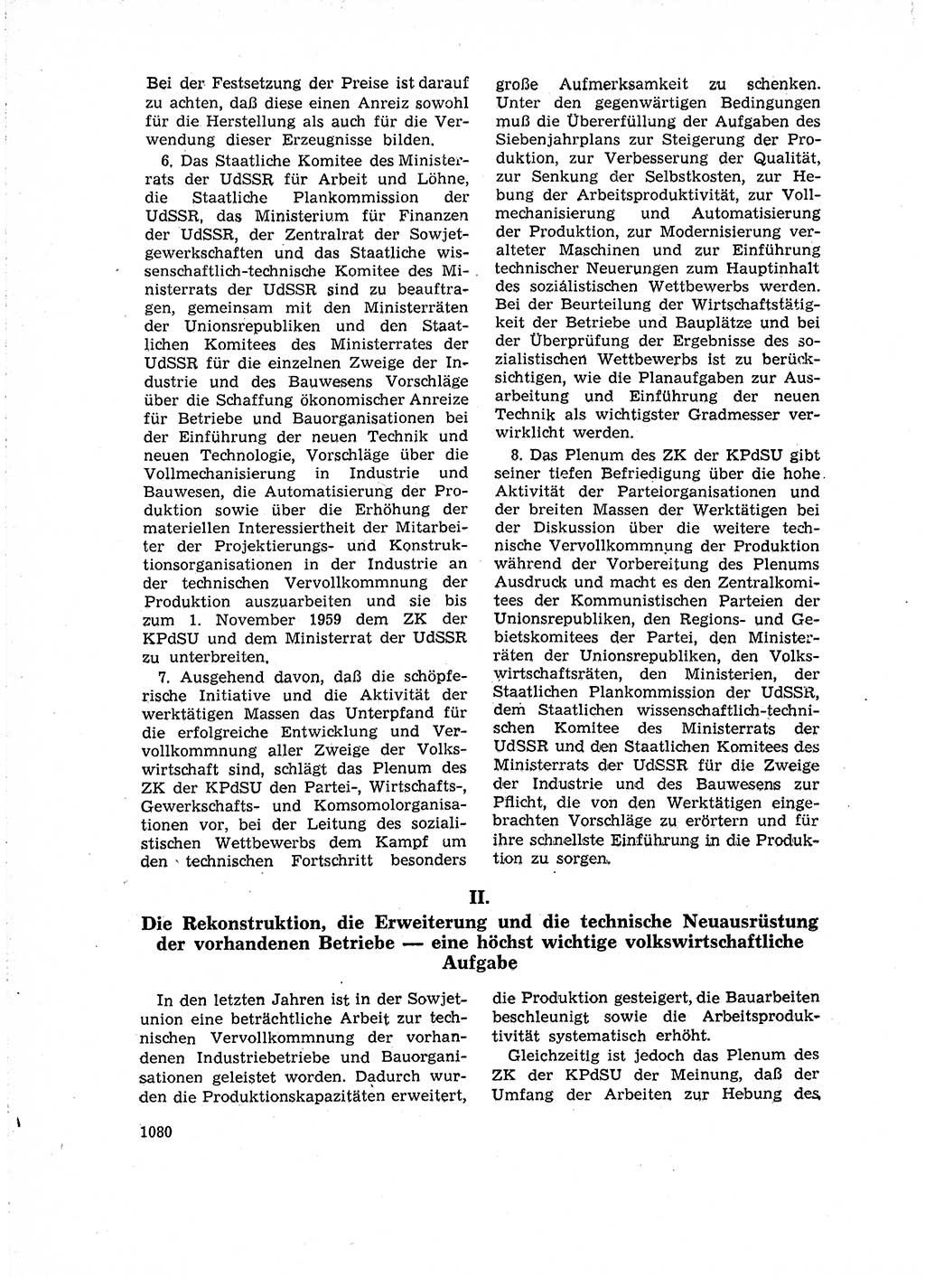 Neuer Weg (NW), Organ des Zentralkomitees (ZK) der SED (Sozialistische Einheitspartei Deutschlands) fÃ¼r Fragen des Parteiaufbaus und des Parteilebens, 14. Jahrgang [Deutsche Demokratische Republik (DDR)] 1959, Seite 1080 (NW ZK SED DDR 1959, S. 1080)