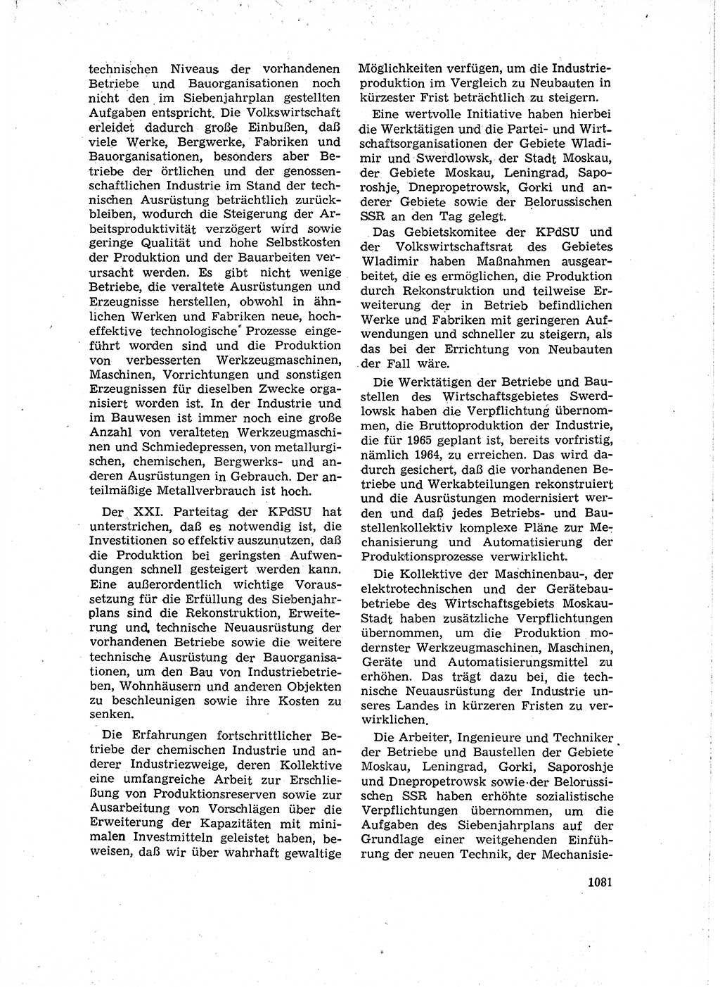 Neuer Weg (NW), Organ des Zentralkomitees (ZK) der SED (Sozialistische Einheitspartei Deutschlands) fÃ¼r Fragen des Parteiaufbaus und des Parteilebens, 14. Jahrgang [Deutsche Demokratische Republik (DDR)] 1959, Seite 1081 (NW ZK SED DDR 1959, S. 1081)