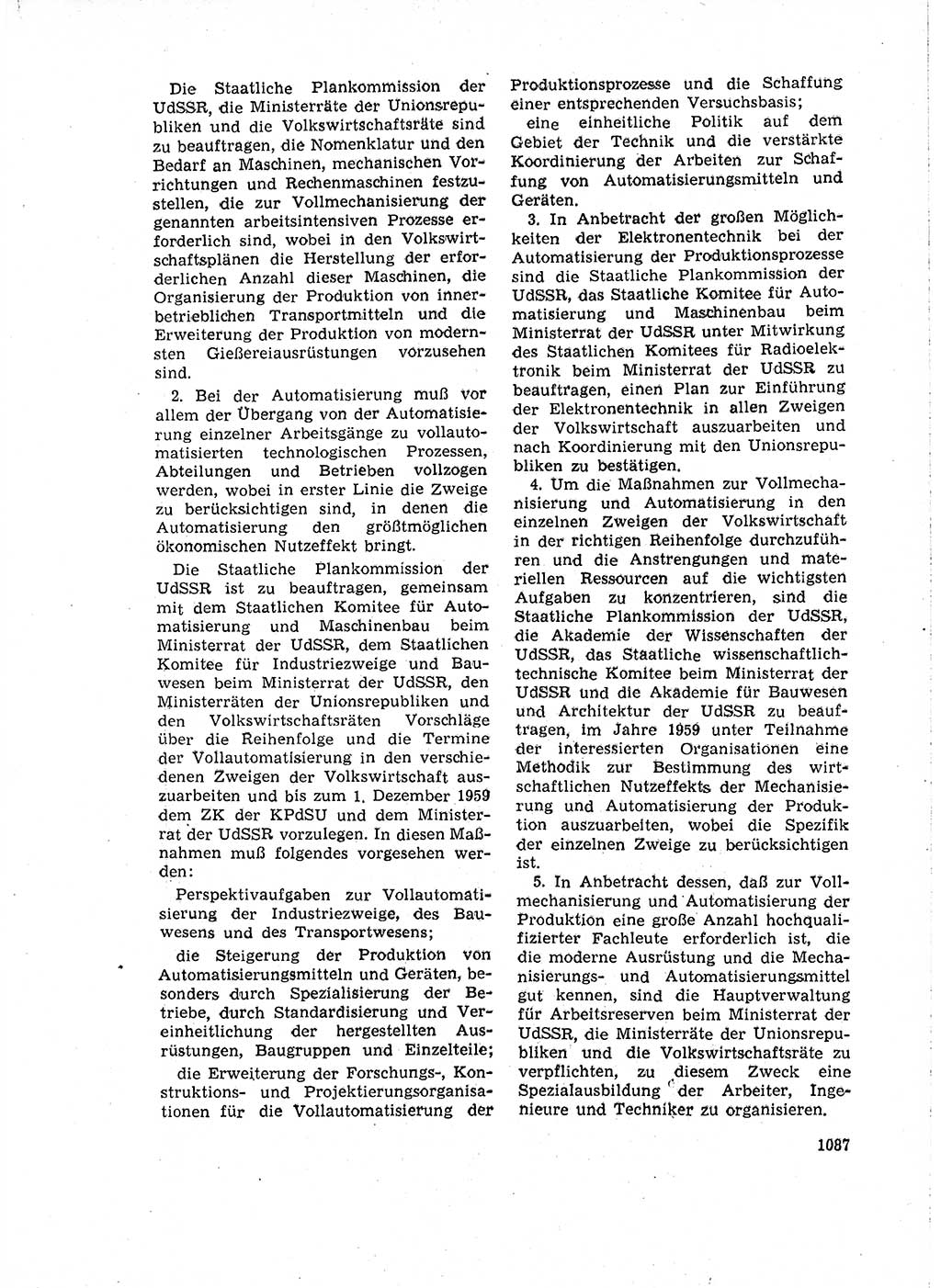 Neuer Weg (NW), Organ des Zentralkomitees (ZK) der SED (Sozialistische Einheitspartei Deutschlands) für Fragen des Parteiaufbaus und des Parteilebens, 14. Jahrgang [Deutsche Demokratische Republik (DDR)] 1959, Seite 1087 (NW ZK SED DDR 1959, S. 1087)