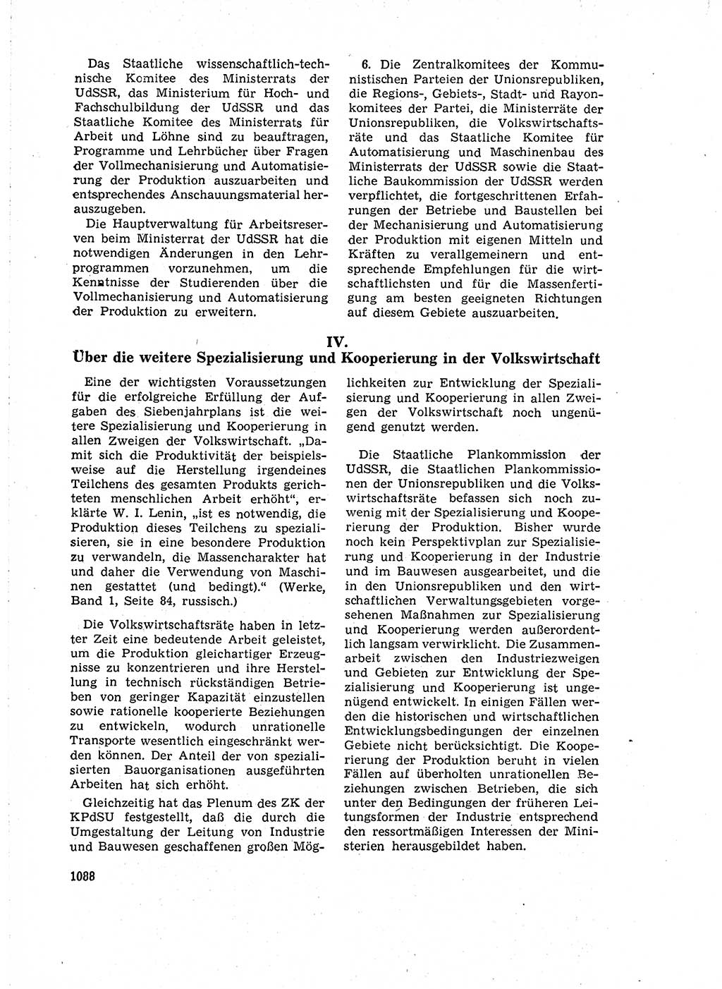 Neuer Weg (NW), Organ des Zentralkomitees (ZK) der SED (Sozialistische Einheitspartei Deutschlands) für Fragen des Parteiaufbaus und des Parteilebens, 14. Jahrgang [Deutsche Demokratische Republik (DDR)] 1959, Seite 1088 (NW ZK SED DDR 1959, S. 1088)