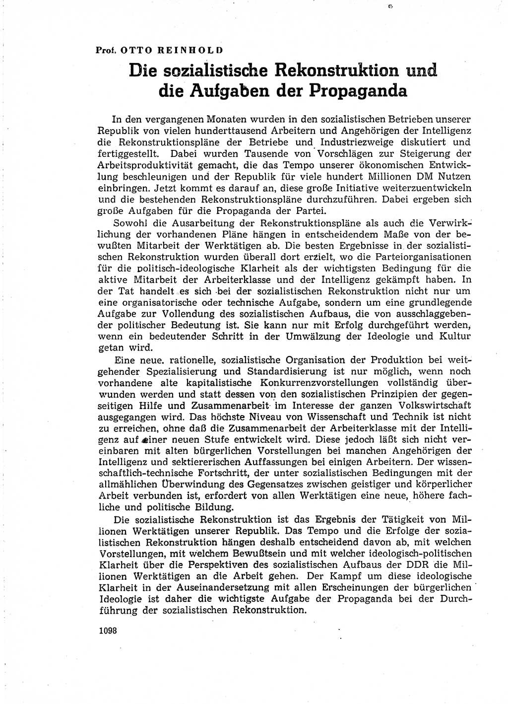 Neuer Weg (NW), Organ des Zentralkomitees (ZK) der SED (Sozialistische Einheitspartei Deutschlands) für Fragen des Parteiaufbaus und des Parteilebens, 14. Jahrgang [Deutsche Demokratische Republik (DDR)] 1959, Seite 1098 (NW ZK SED DDR 1959, S. 1098)