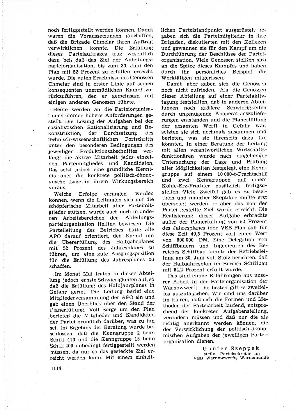 Neuer Weg (NW), Organ des Zentralkomitees (ZK) der SED (Sozialistische Einheitspartei Deutschlands) für Fragen des Parteiaufbaus und des Parteilebens, 14. Jahrgang [Deutsche Demokratische Republik (DDR)] 1959, Seite 1114 (NW ZK SED DDR 1959, S. 1114)