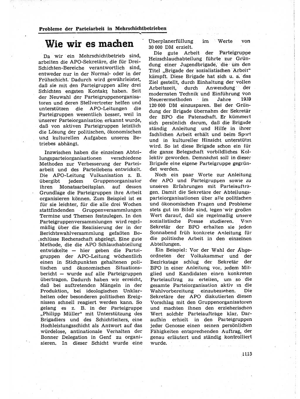 Neuer Weg (NW), Organ des Zentralkomitees (ZK) der SED (Sozialistische Einheitspartei Deutschlands) für Fragen des Parteiaufbaus und des Parteilebens, 14. Jahrgang [Deutsche Demokratische Republik (DDR)] 1959, Seite 1115 (NW ZK SED DDR 1959, S. 1115)