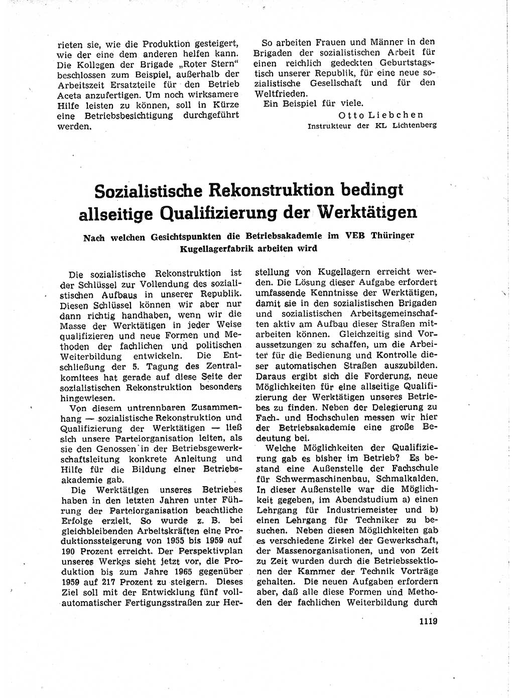 Neuer Weg (NW), Organ des Zentralkomitees (ZK) der SED (Sozialistische Einheitspartei Deutschlands) für Fragen des Parteiaufbaus und des Parteilebens, 14. Jahrgang [Deutsche Demokratische Republik (DDR)] 1959, Seite 1119 (NW ZK SED DDR 1959, S. 1119)