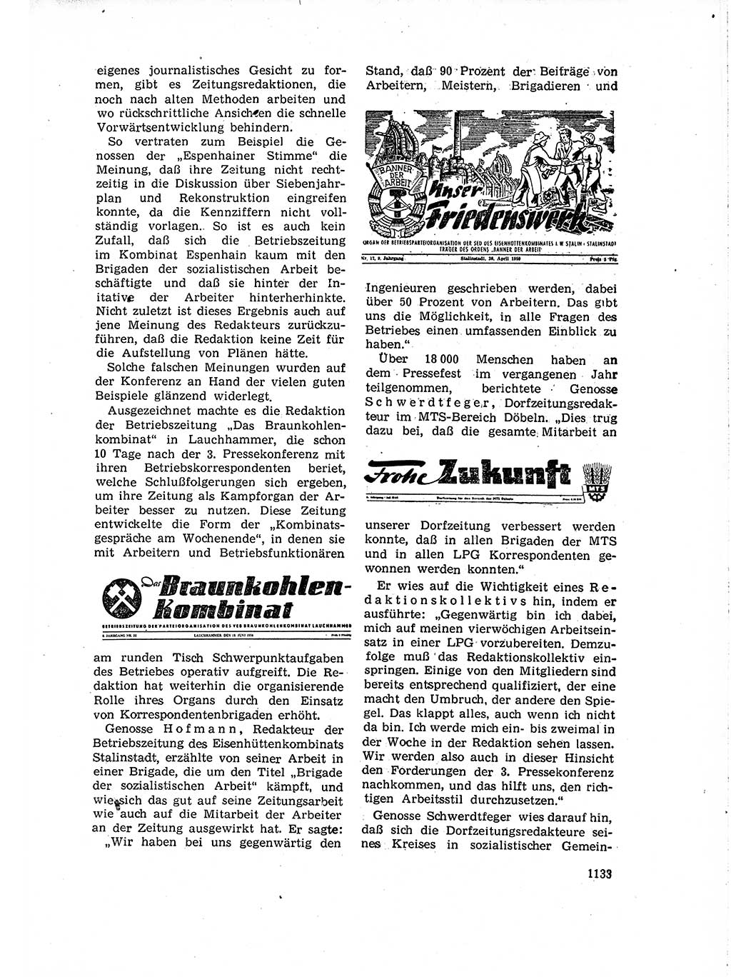 Neuer Weg (NW), Organ des Zentralkomitees (ZK) der SED (Sozialistische Einheitspartei Deutschlands) für Fragen des Parteiaufbaus und des Parteilebens, 14. Jahrgang [Deutsche Demokratische Republik (DDR)] 1959, Seite 1133 (NW ZK SED DDR 1959, S. 1133)