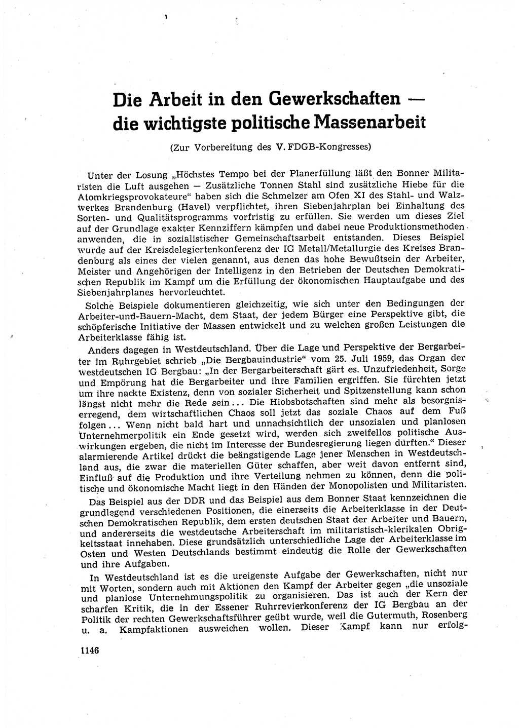 Neuer Weg (NW), Organ des Zentralkomitees (ZK) der SED (Sozialistische Einheitspartei Deutschlands) für Fragen des Parteiaufbaus und des Parteilebens, 14. Jahrgang [Deutsche Demokratische Republik (DDR)] 1959, Seite 1146 (NW ZK SED DDR 1959, S. 1146)