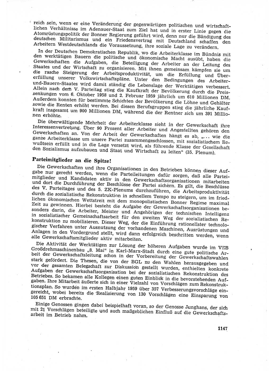 Neuer Weg (NW), Organ des Zentralkomitees (ZK) der SED (Sozialistische Einheitspartei Deutschlands) für Fragen des Parteiaufbaus und des Parteilebens, 14. Jahrgang [Deutsche Demokratische Republik (DDR)] 1959, Seite 1147 (NW ZK SED DDR 1959, S. 1147)