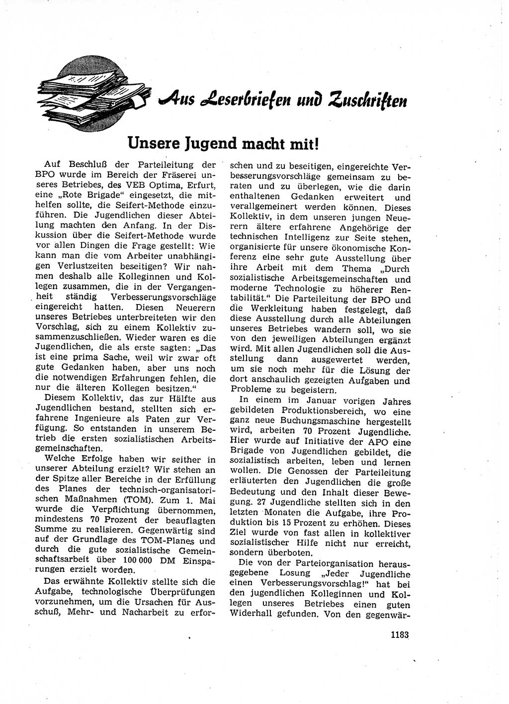 Neuer Weg (NW), Organ des Zentralkomitees (ZK) der SED (Sozialistische Einheitspartei Deutschlands) für Fragen des Parteiaufbaus und des Parteilebens, 14. Jahrgang [Deutsche Demokratische Republik (DDR)] 1959, Seite 1183 (NW ZK SED DDR 1959, S. 1183)
