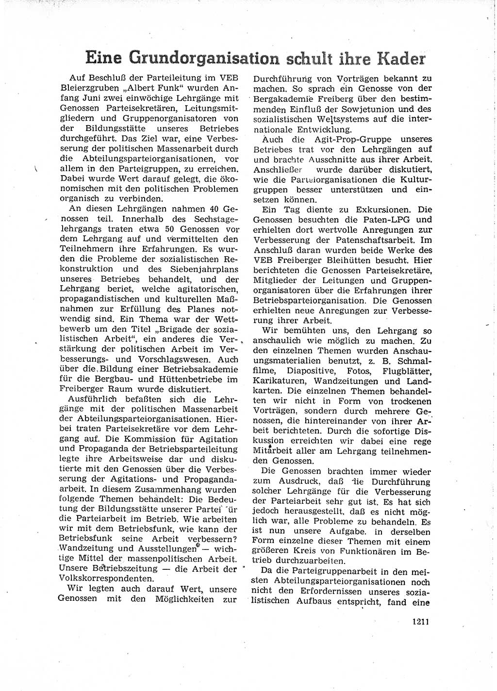 Neuer Weg (NW), Organ des Zentralkomitees (ZK) der SED (Sozialistische Einheitspartei Deutschlands) für Fragen des Parteiaufbaus und des Parteilebens, 14. Jahrgang [Deutsche Demokratische Republik (DDR)] 1959, Seite 1211 (NW ZK SED DDR 1959, S. 1211)