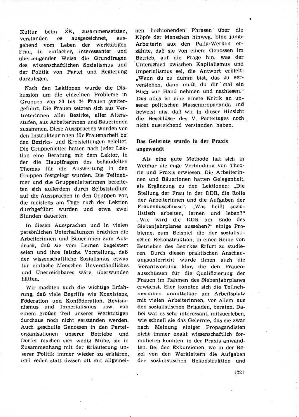Neuer Weg (NW), Organ des Zentralkomitees (ZK) der SED (Sozialistische Einheitspartei Deutschlands) für Fragen des Parteiaufbaus und des Parteilebens, 14. Jahrgang [Deutsche Demokratische Republik (DDR)] 1959, Seite 1221 (NW ZK SED DDR 1959, S. 1221)