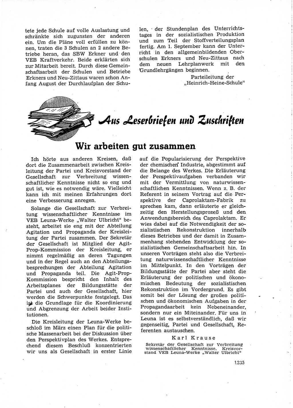 Neuer Weg (NW), Organ des Zentralkomitees (ZK) der SED (Sozialistische Einheitspartei Deutschlands) für Fragen des Parteiaufbaus und des Parteilebens, 14. Jahrgang [Deutsche Demokratische Republik (DDR)] 1959, Seite 1235 (NW ZK SED DDR 1959, S. 1235)