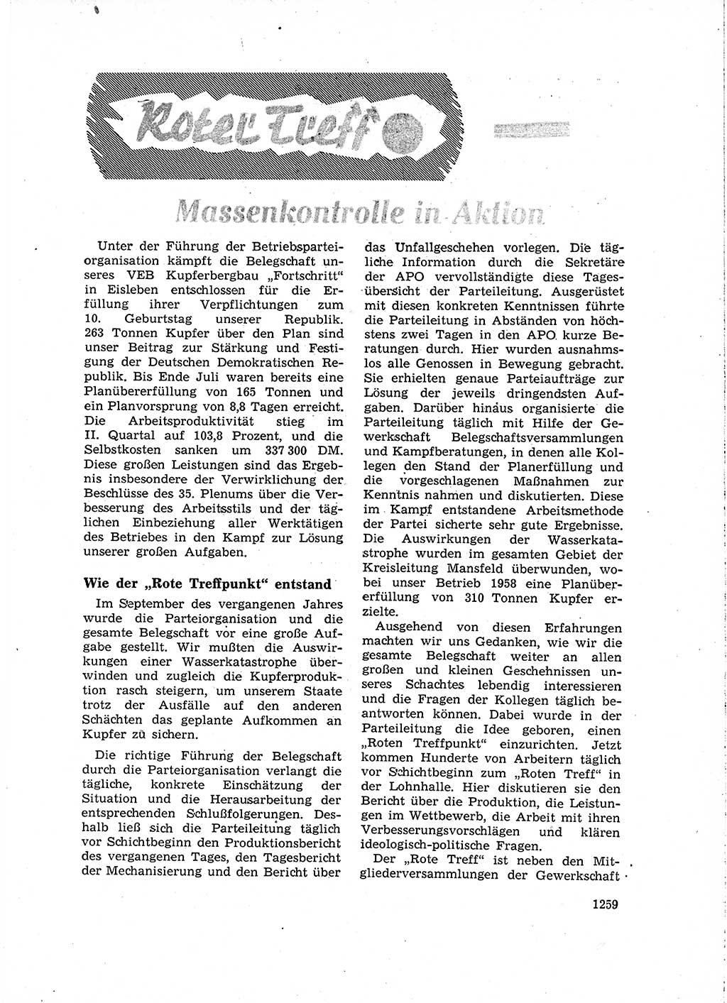 Neuer Weg (NW), Organ des Zentralkomitees (ZK) der SED (Sozialistische Einheitspartei Deutschlands) für Fragen des Parteiaufbaus und des Parteilebens, 14. Jahrgang [Deutsche Demokratische Republik (DDR)] 1959, Seite 1259 (NW ZK SED DDR 1959, S. 1259)