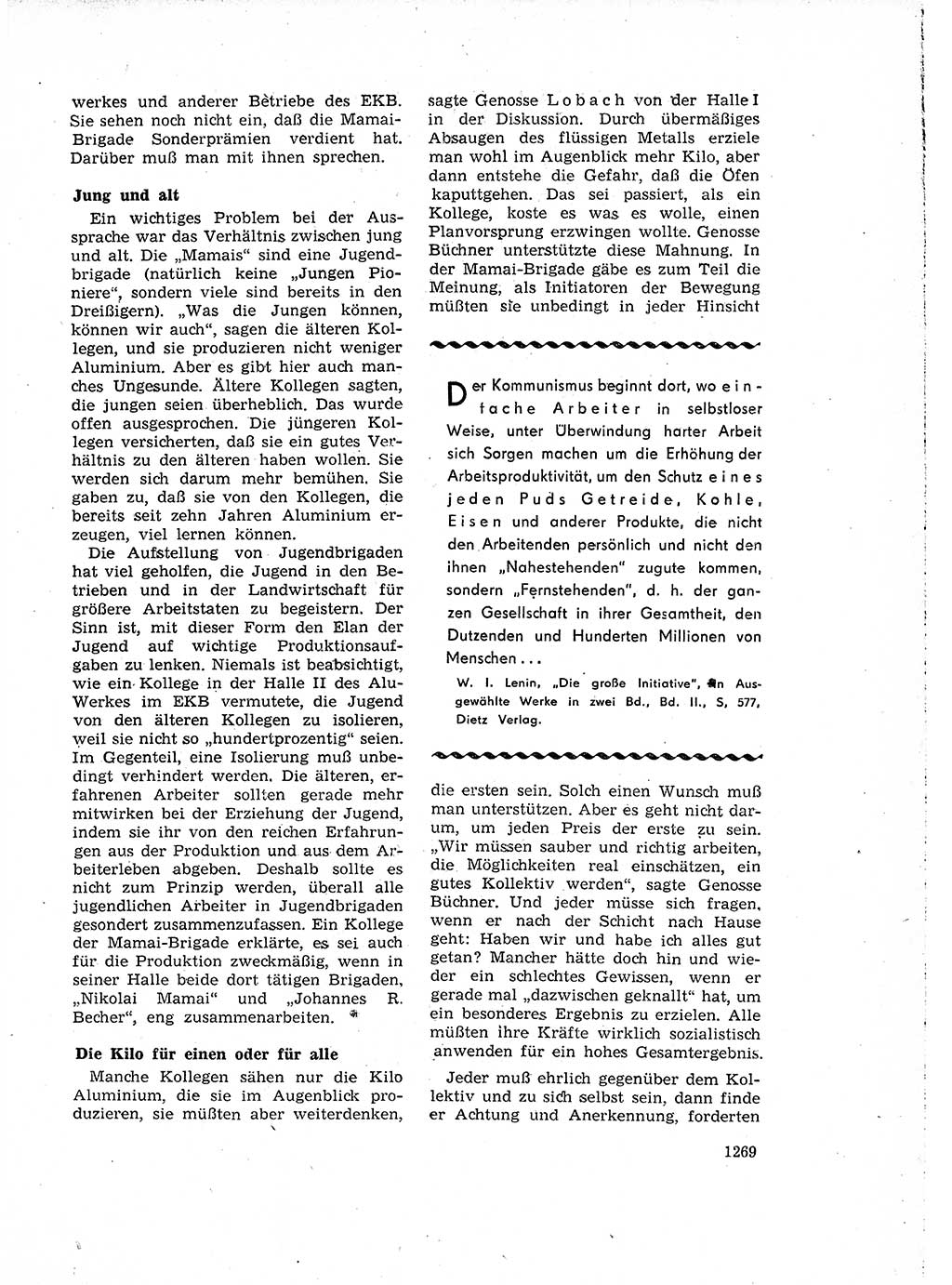 Neuer Weg (NW), Organ des Zentralkomitees (ZK) der SED (Sozialistische Einheitspartei Deutschlands) für Fragen des Parteiaufbaus und des Parteilebens, 14. Jahrgang [Deutsche Demokratische Republik (DDR)] 1959, Seite 1269 (NW ZK SED DDR 1959, S. 1269)