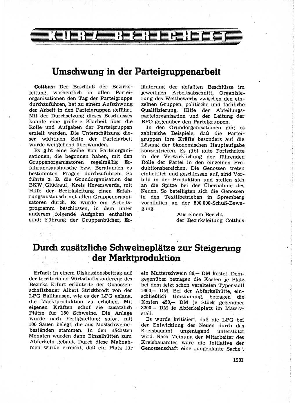 Neuer Weg (NW), Organ des Zentralkomitees (ZK) der SED (Sozialistische Einheitspartei Deutschlands) für Fragen des Parteiaufbaus und des Parteilebens, 14. Jahrgang [Deutsche Demokratische Republik (DDR)] 1959, Seite 1281 (NW ZK SED DDR 1959, S. 1281)