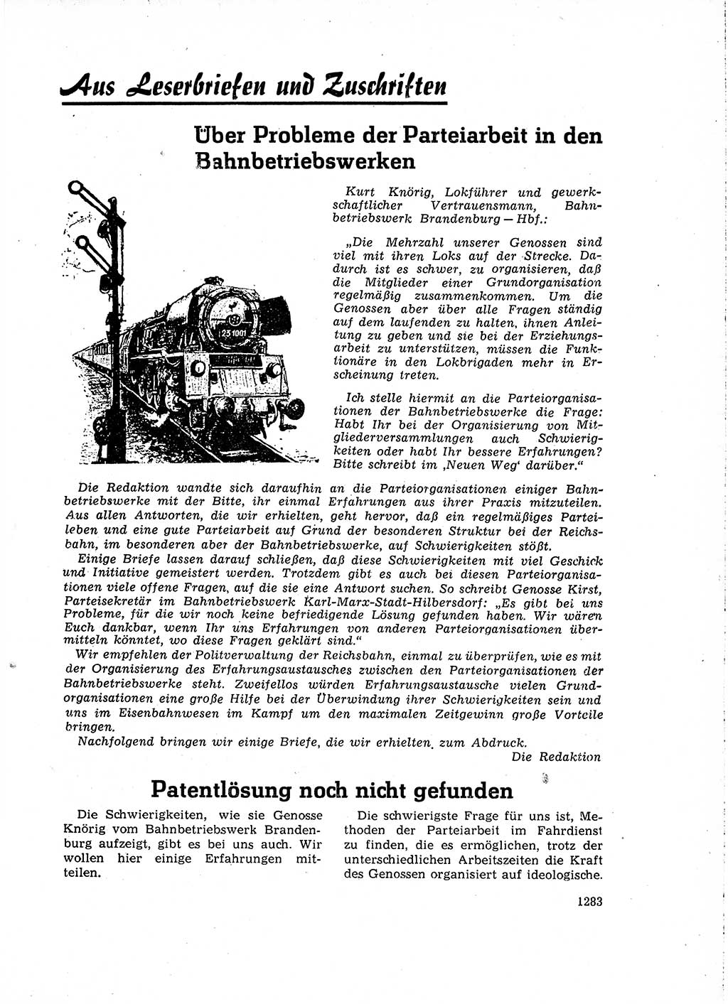 Neuer Weg (NW), Organ des Zentralkomitees (ZK) der SED (Sozialistische Einheitspartei Deutschlands) für Fragen des Parteiaufbaus und des Parteilebens, 14. Jahrgang [Deutsche Demokratische Republik (DDR)] 1959, Seite 1283 (NW ZK SED DDR 1959, S. 1283)