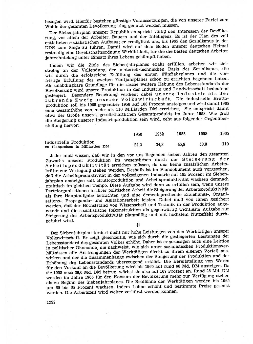 Neuer Weg (NW), Organ des Zentralkomitees (ZK) der SED (Sozialistische Einheitspartei Deutschlands) für Fragen des Parteiaufbaus und des Parteilebens, 14. Jahrgang [Deutsche Demokratische Republik (DDR)] 1959, Seite 1292 (NW ZK SED DDR 1959, S. 1292)